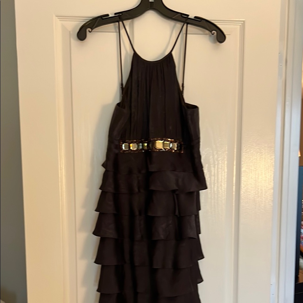 Adrianna Papell Black Maxi Gown/Dress with Jeweled Accents High Waist